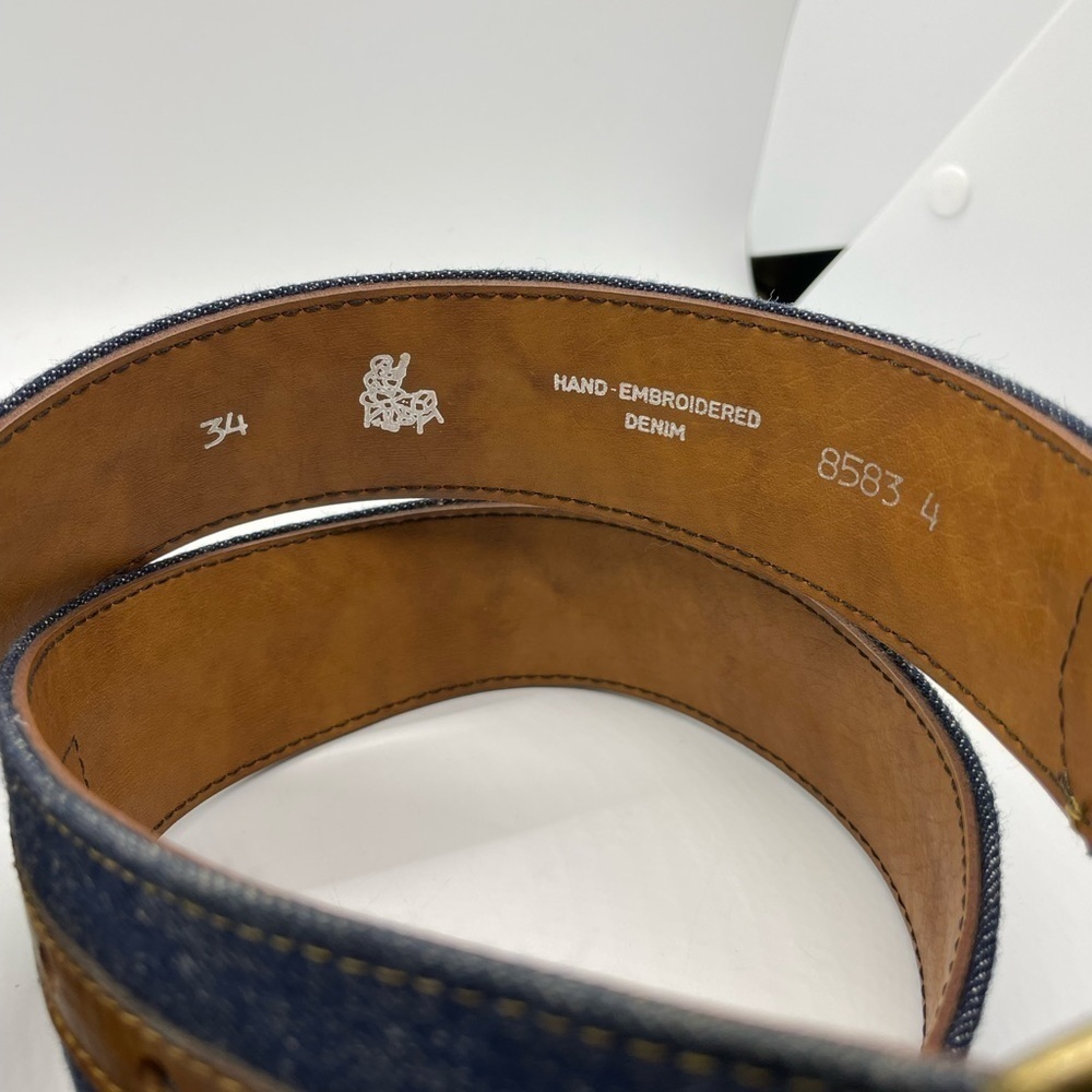 Embroidered denim blue Floral Belt  Hand Stitched In Bloom size 34‌‌‌‌‌‌‌‌‌‌‌‌‌ - Picture 3 of 6